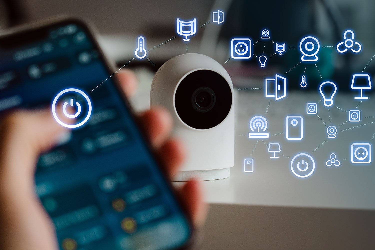 Cámara de seguridad inteligente controlada desde una app móvil